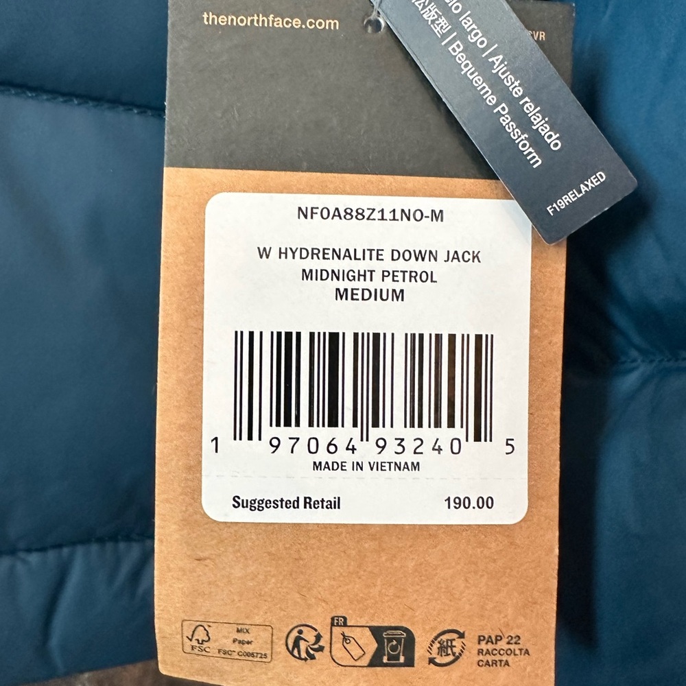 The North Face NWT Hydrenalite Down Jacket Midnight Petrol Women’s Size M - Picture 6 of 7
